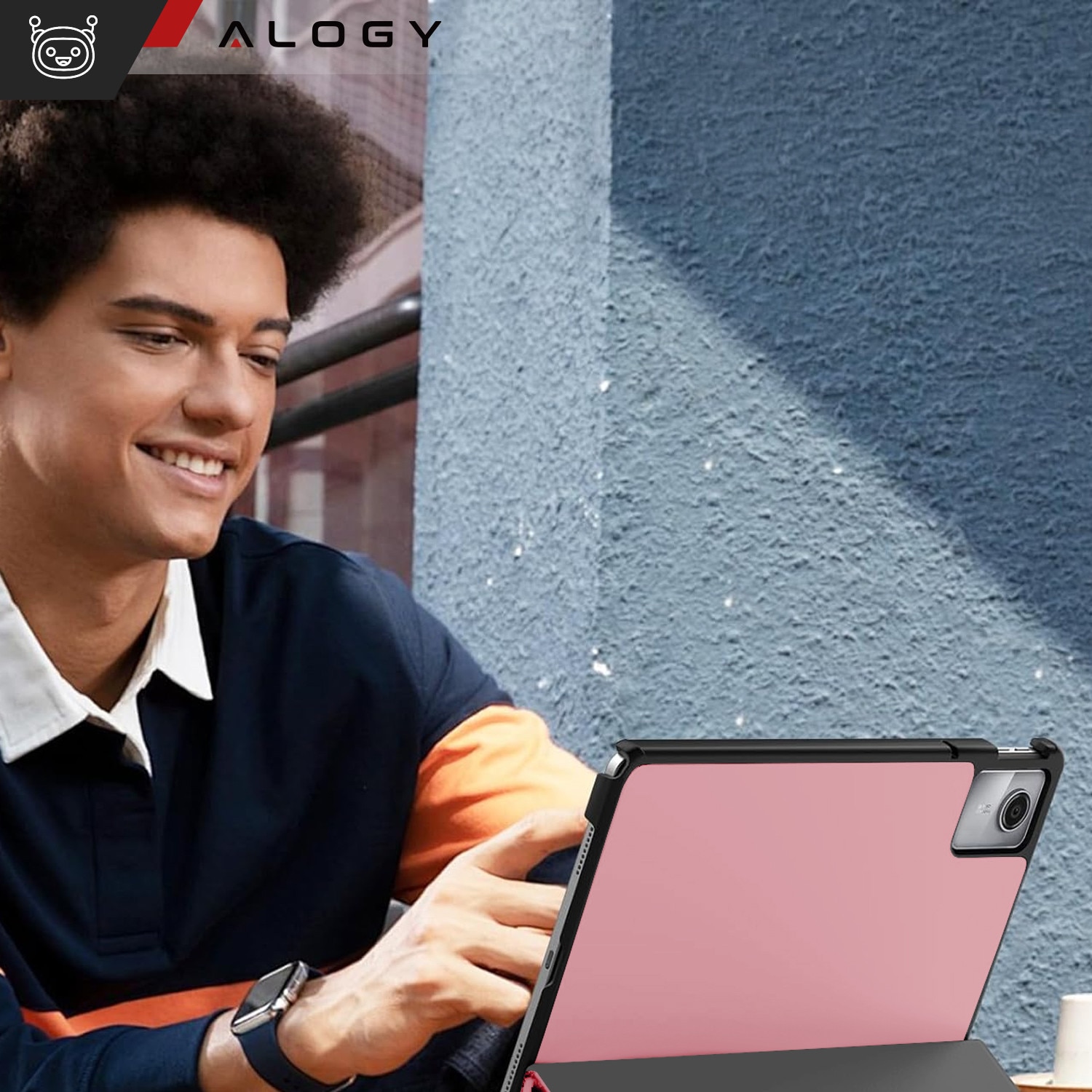 Etui Alogy Book Cover Case pentru Lenovo Tab K11E / M11 10.95", ecologic, cu functie Sleep/Wake Up, roz