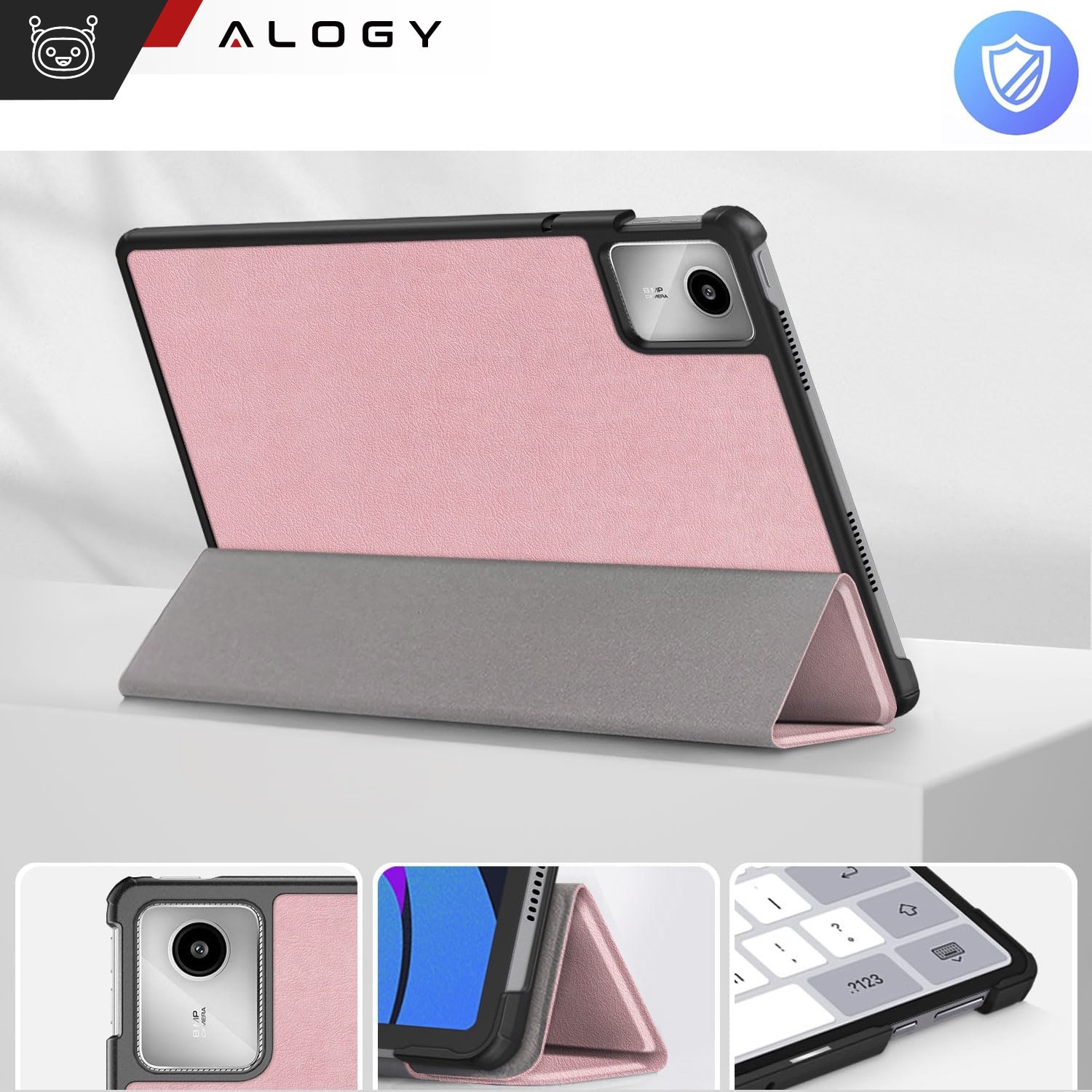 Etui Alogy Book Cover Case pentru Lenovo Tab K11E / M11 10.95", ecologic, cu functie Sleep/Wake Up, roz