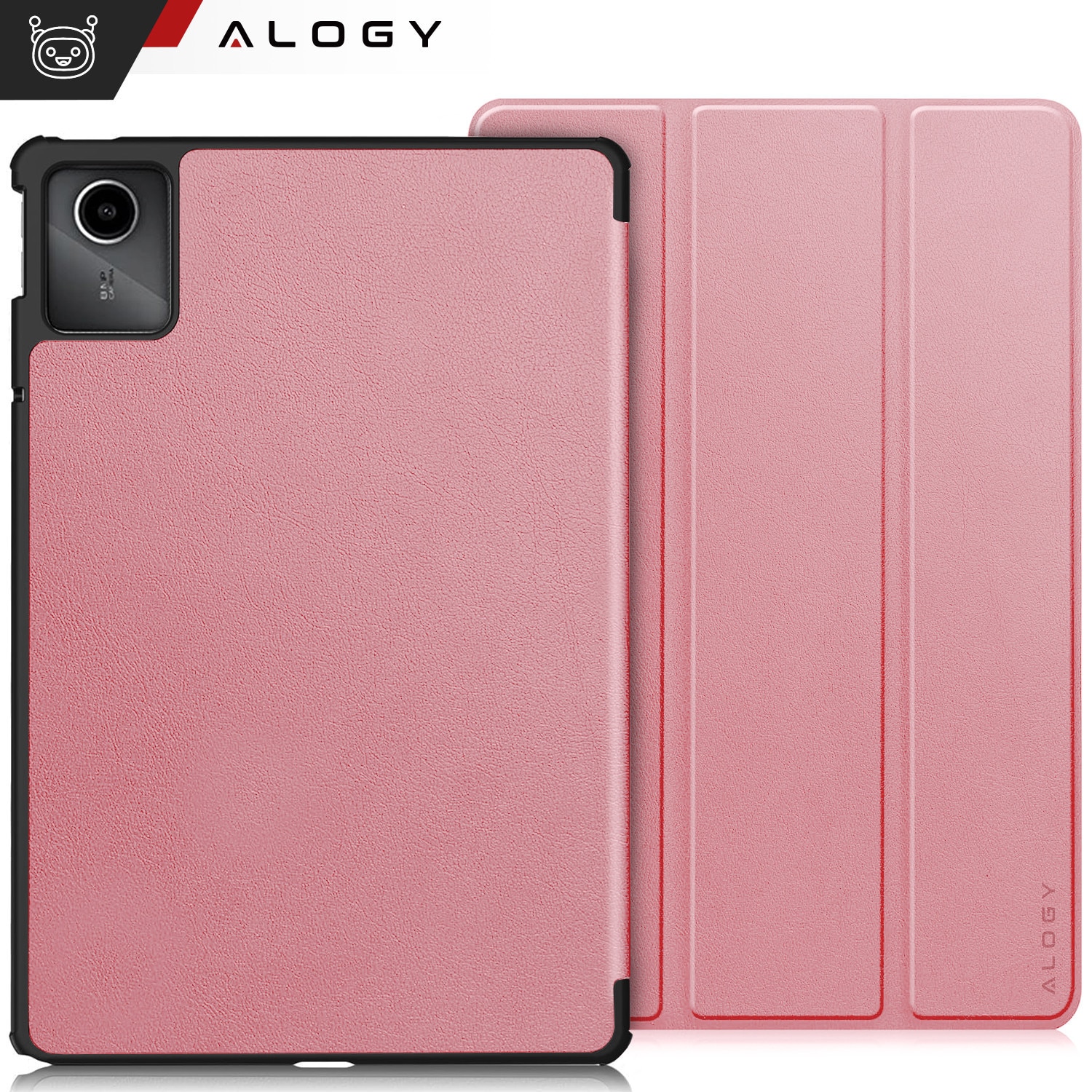 Etui Alogy Book Cover Case pentru Lenovo Tab K11E / M11 10.95", ecologic, cu functie Sleep/Wake Up, roz