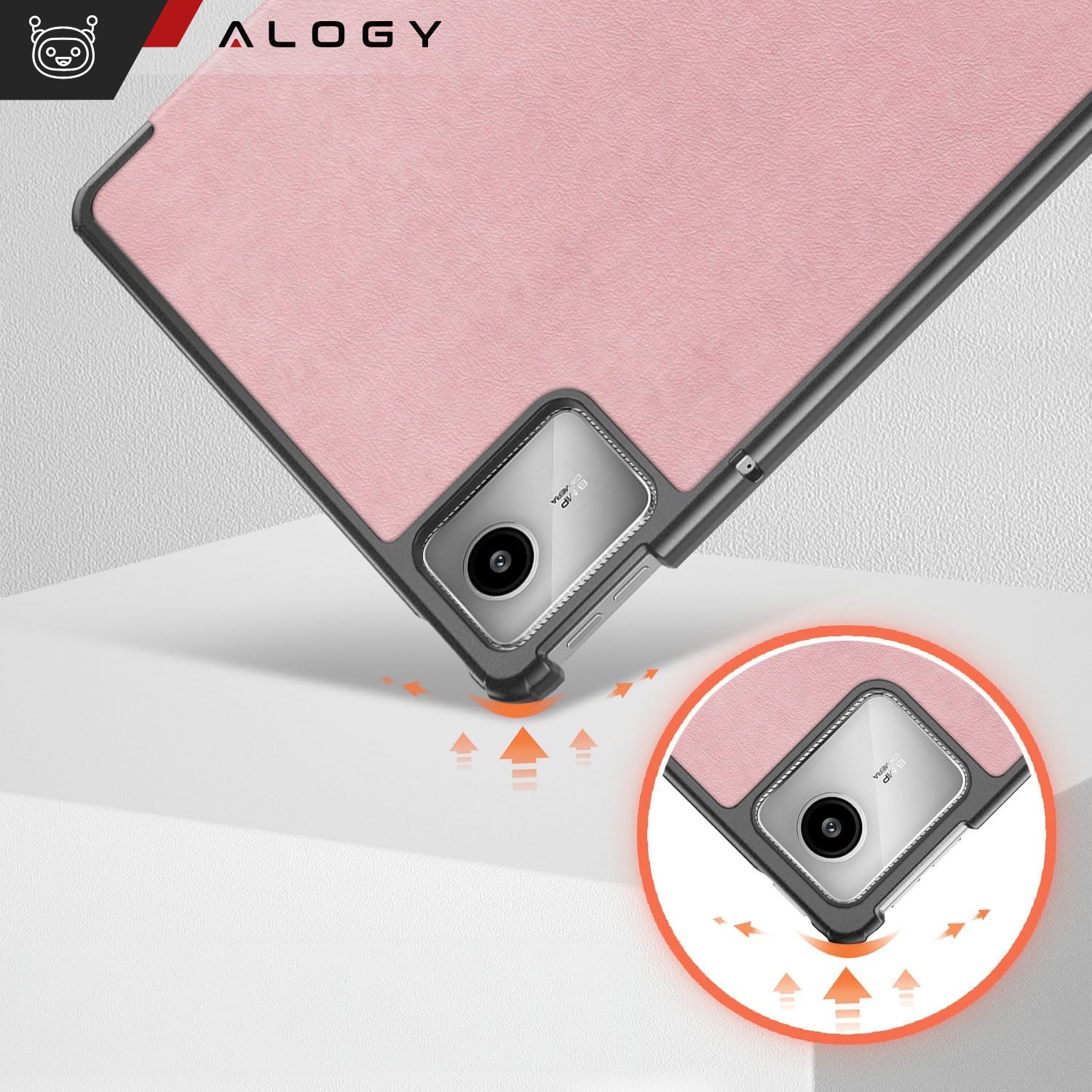 Etui Alogy Book Cover Case pentru Lenovo Tab K11E / M11 10.95", ecologic, cu functie Sleep/Wake Up, roz