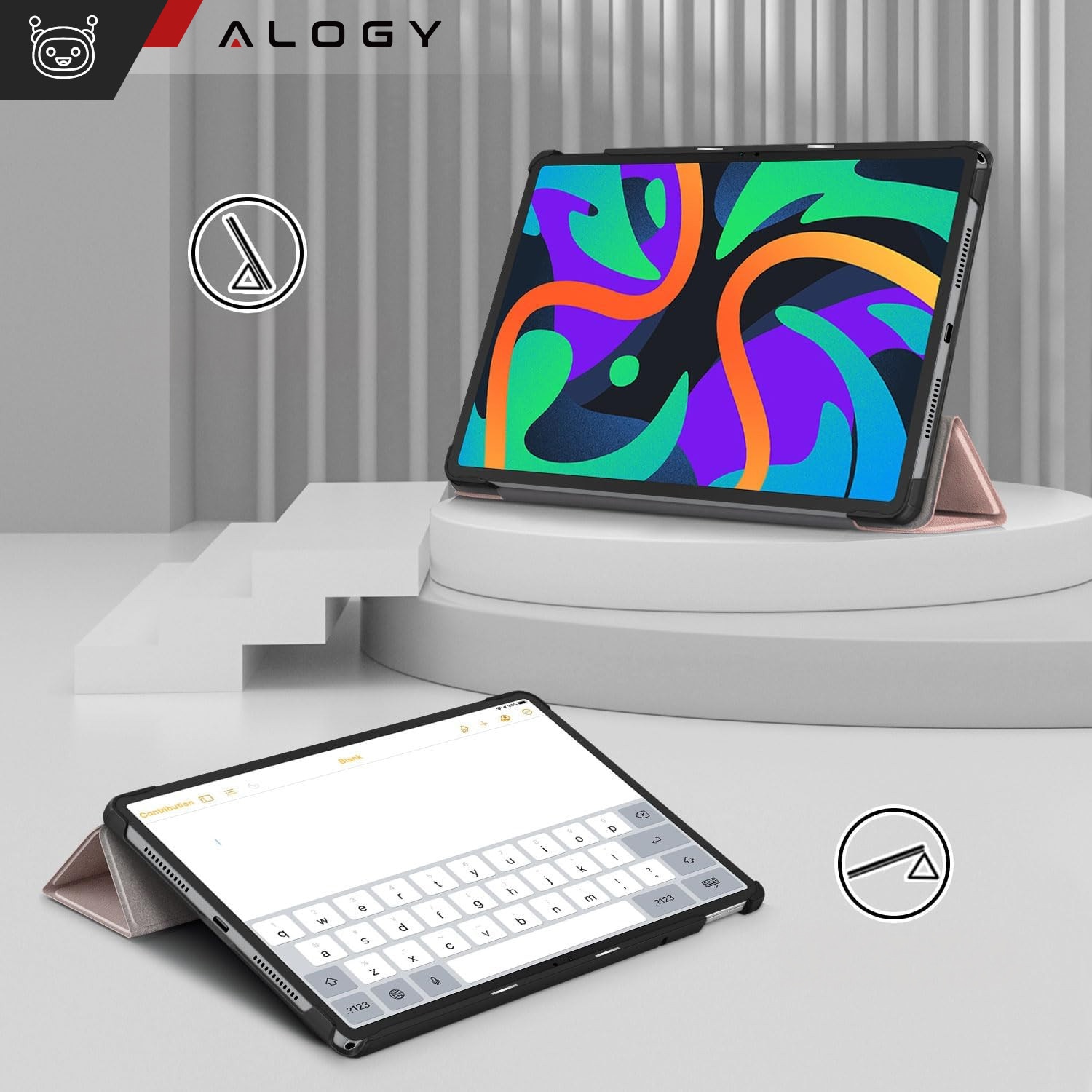 Etui Alogy Book Cover Case pentru Lenovo Tab K11E / M11 10.95", ecologic, cu functie Sleep/Wake Up, roz