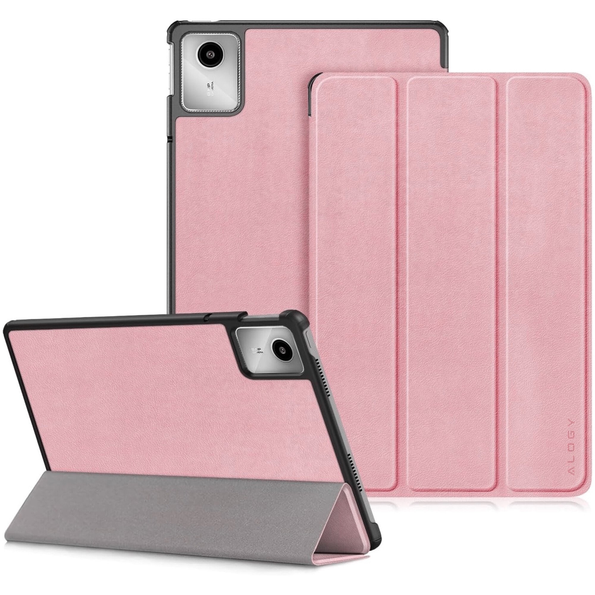 Etui Alogy Book Cover Case pentru Lenovo Tab K11E / M11 10.95", ecologic, cu functie Sleep/Wake Up, roz