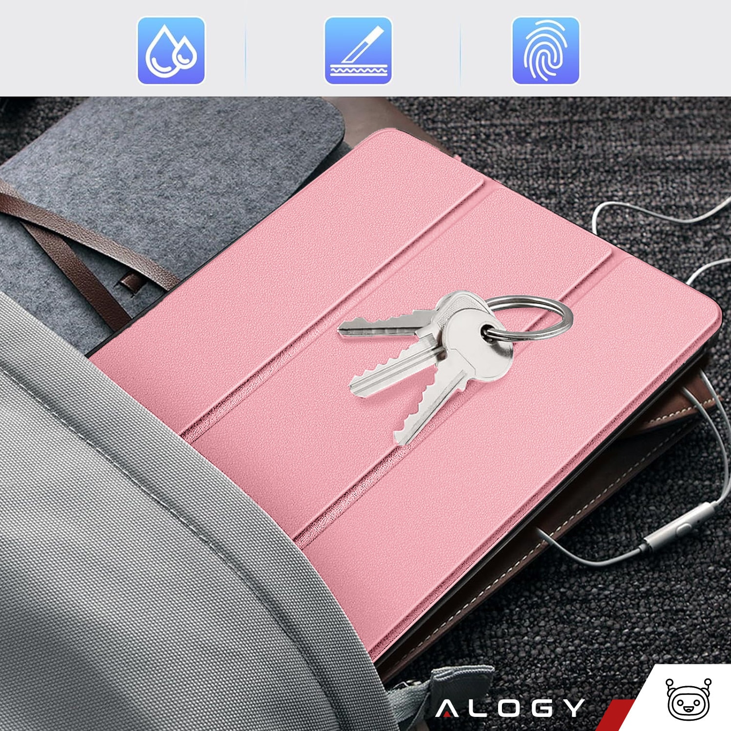 Etui Alogy Book Cover Case pentru Lenovo Tab K11E / M11 10.95", ecologic, cu functie Sleep/Wake Up, roz