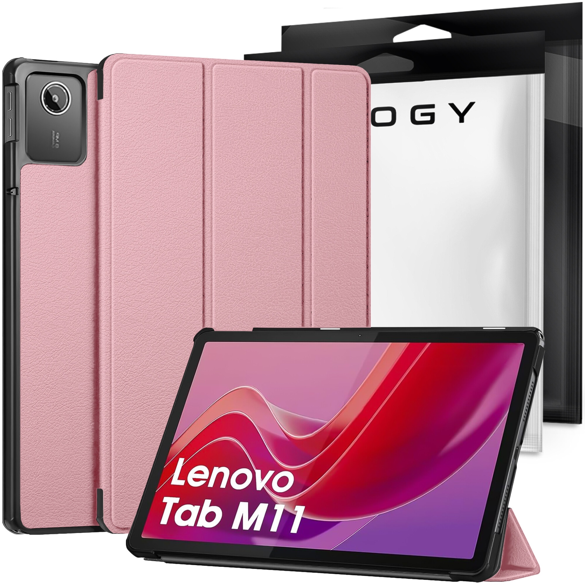 Etui Alogy Book Cover Case pentru Lenovo Tab K11E / M11 10.95", ecologic, cu functie Sleep/Wake Up, roz