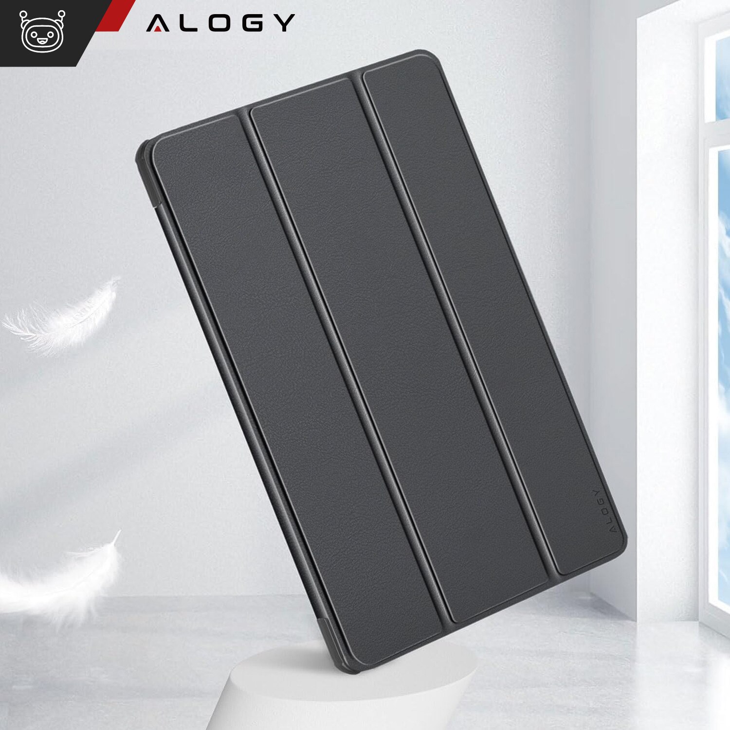 Etui pentru tableta Alogy Book Cover Case, gri, compatibil cu Lenovo Tab K11E / M11 10.95", functie Sleep/Wake Up, suport integrat