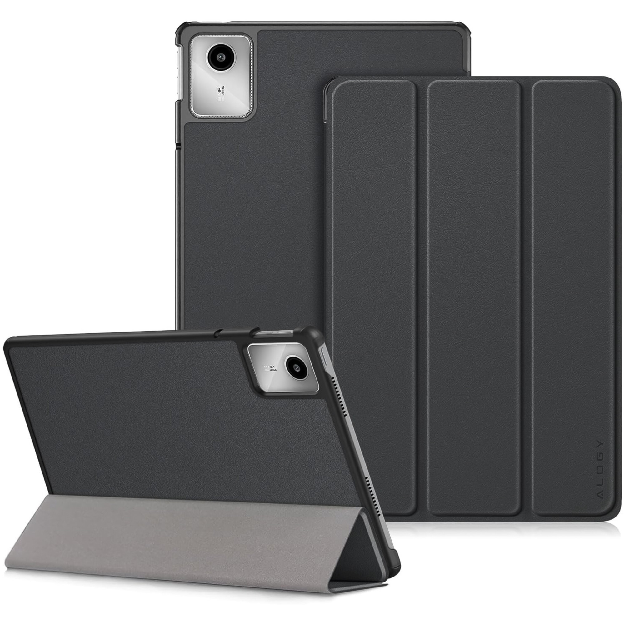 Etui pentru tableta Alogy Book Cover Case, gri, compatibil cu Lenovo Tab K11E / M11 10.95", functie Sleep/Wake Up, suport integrat