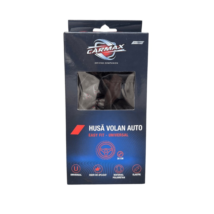 Husa volan auto elastic negru-rosu Carmax