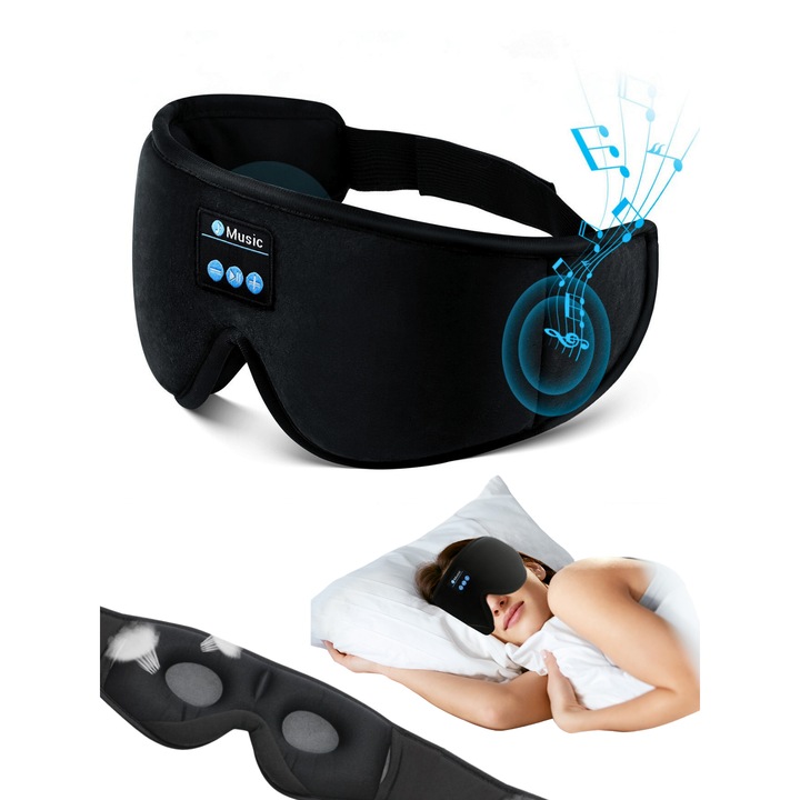 Маска за сън с вградени слушалки, NARCIX®, идеална за дълбок сън и пълна релаксация, Bluetooth 5.1, ергономичен 3D дизайн