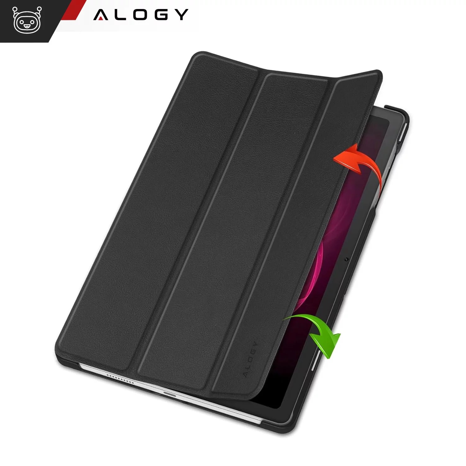 Etui pentru tableta Alogy Book Cover Case, negru, 10.36", functie Sleep/Wake Up, suport integrat