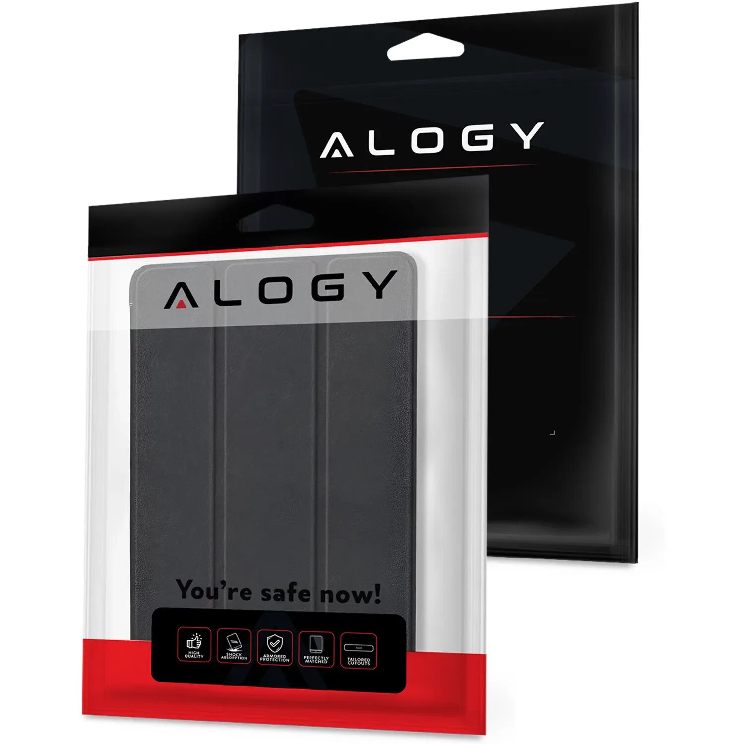 Etui pentru tableta Alogy Book Cover Case, negru, 10.36", functie Sleep/Wake Up, suport integrat