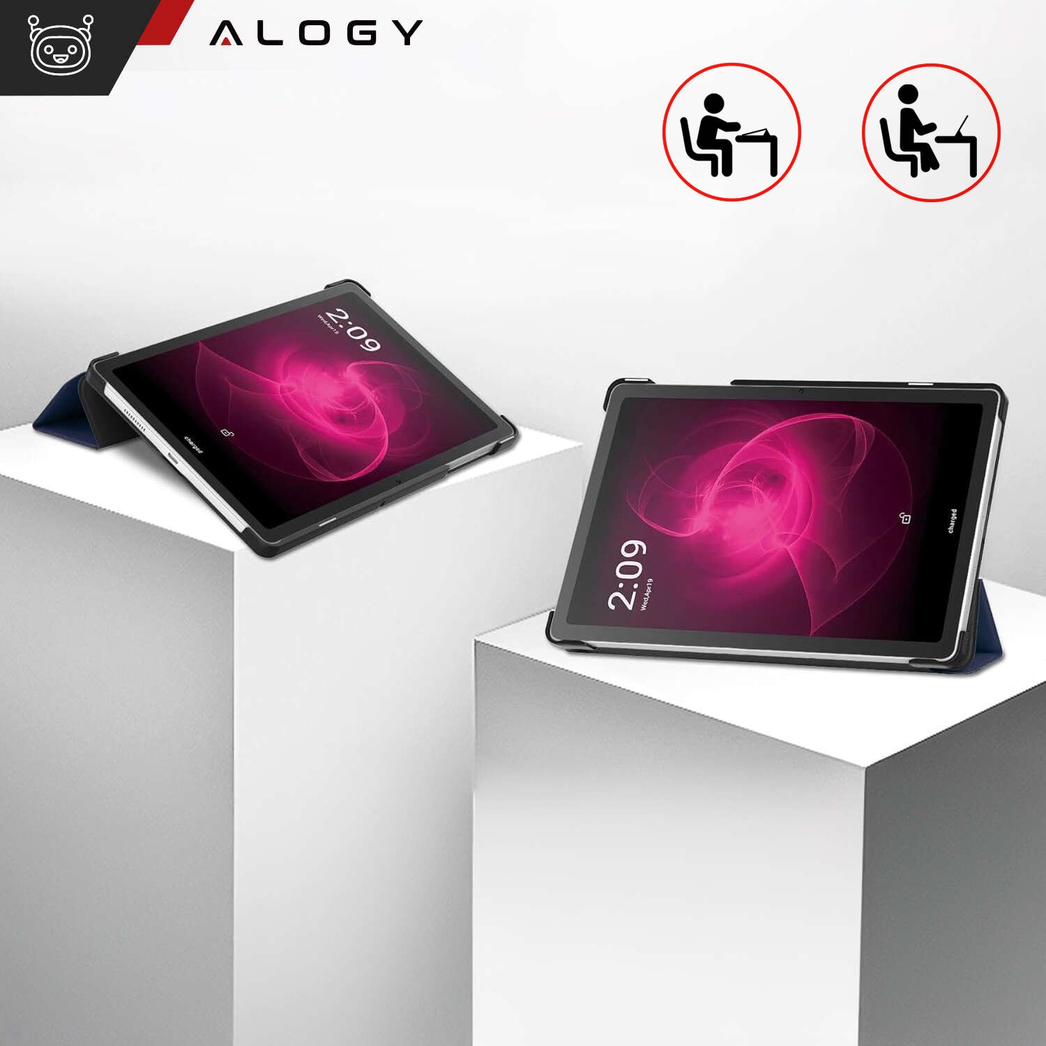 Etui Alogy Book Cover Case pentru T-Mobile T Tablet 5G 10.36", ecologic, cu functie Sleep/Wake Up, albastru