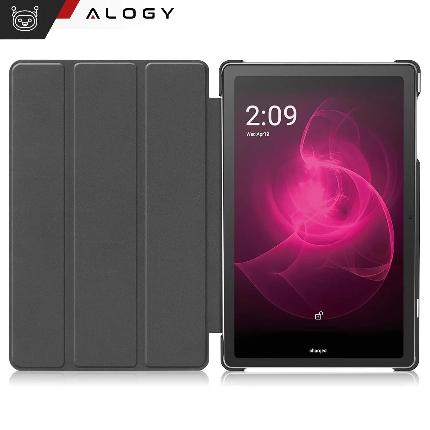 Etui pentru tableta Alogy Book Cover Case, negru, 10.36", functie Sleep/Wake Up, suport integrat