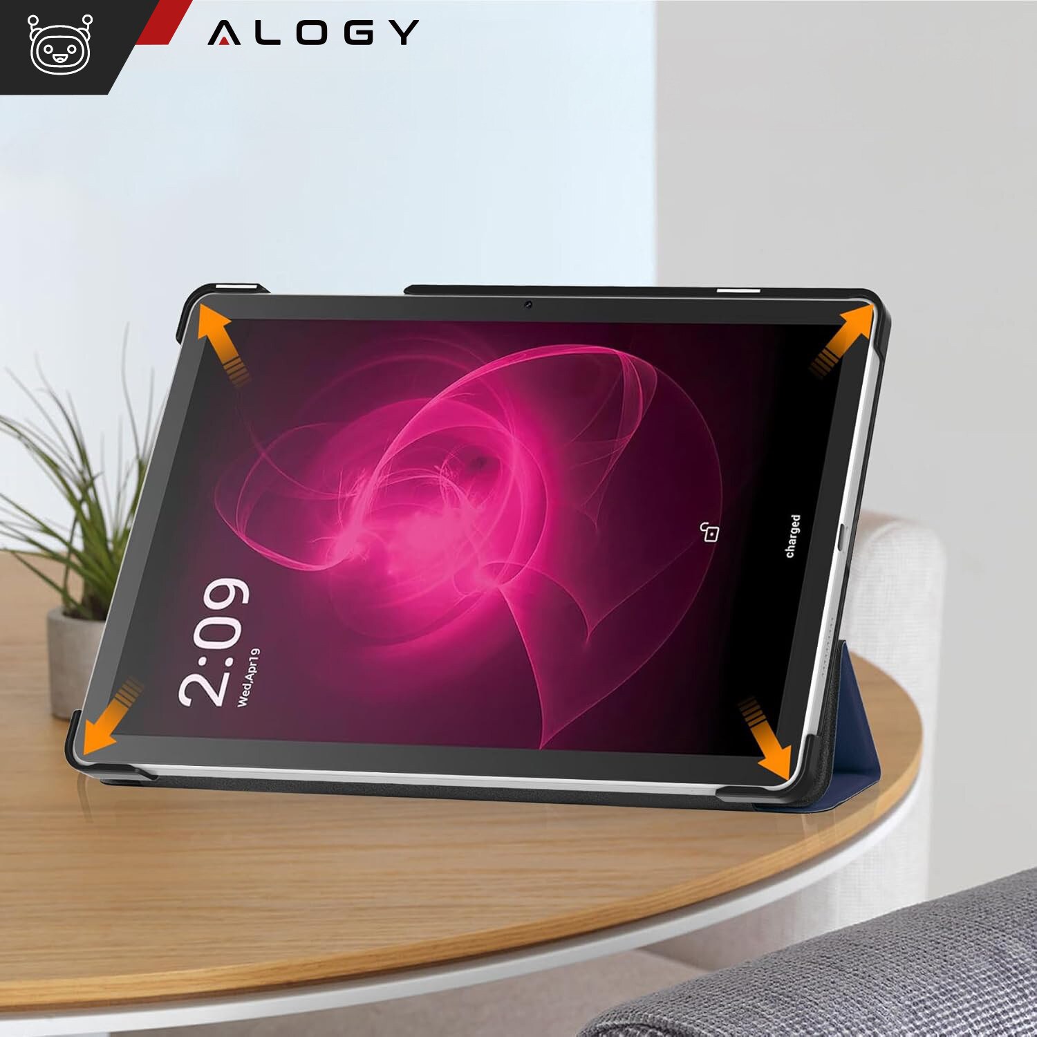 Etui Alogy Book Cover Case pentru T-Mobile T Tablet 5G 10.36", ecologic, cu functie Sleep/Wake Up, albastru