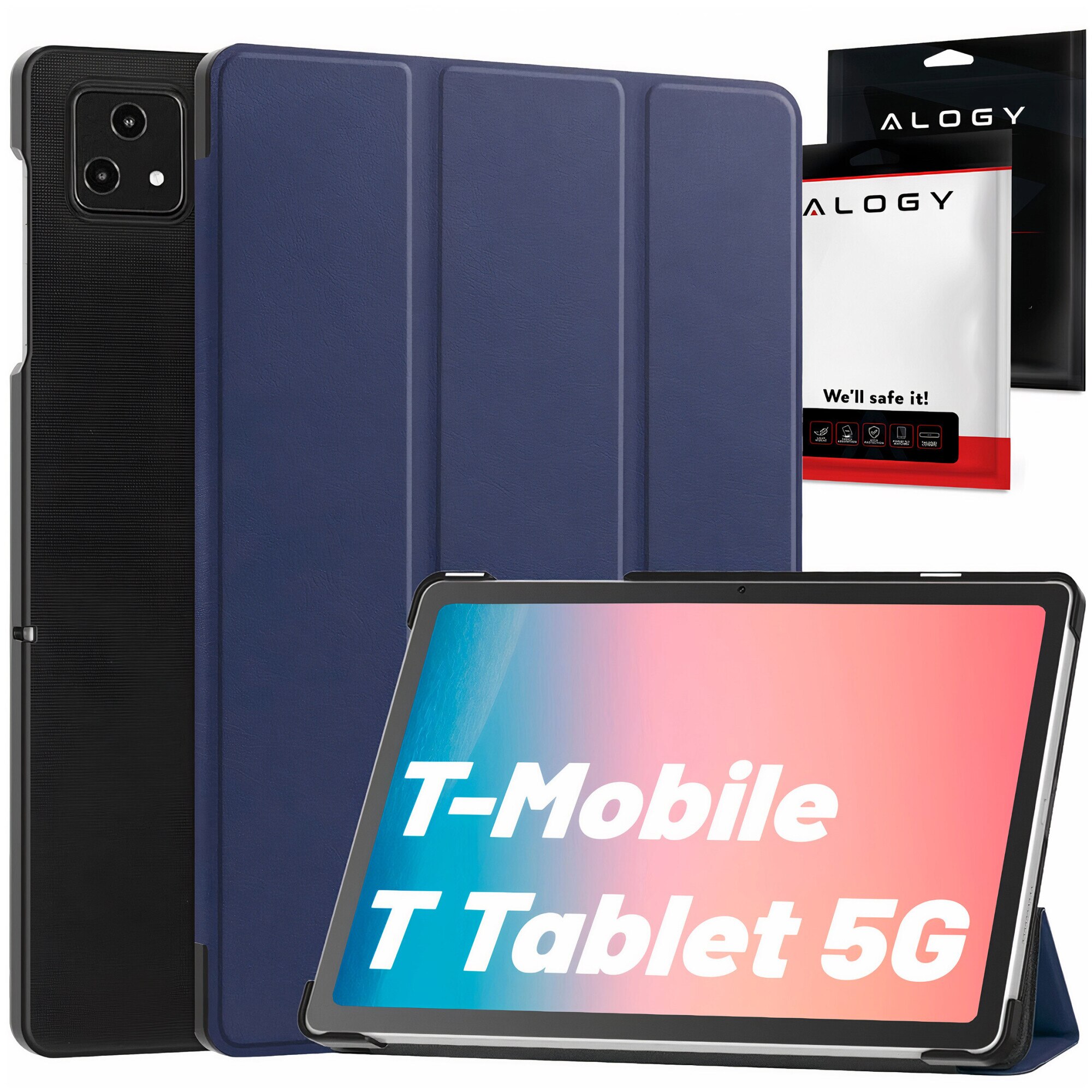 Etui Alogy Book Cover Case pentru T-Mobile T Tablet 5G 10.36", ecologic, cu functie Sleep/Wake Up, albastru