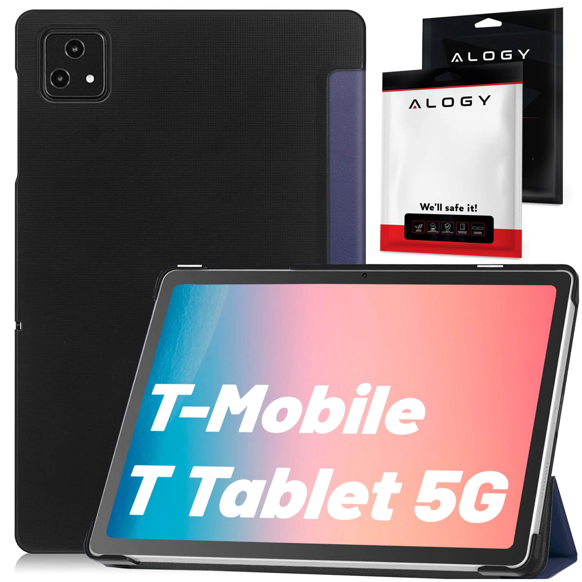 Etui Alogy Book Cover Case pentru T-Mobile T Tablet 5G 10.36", ecologic, cu functie Sleep/Wake Up, albastru