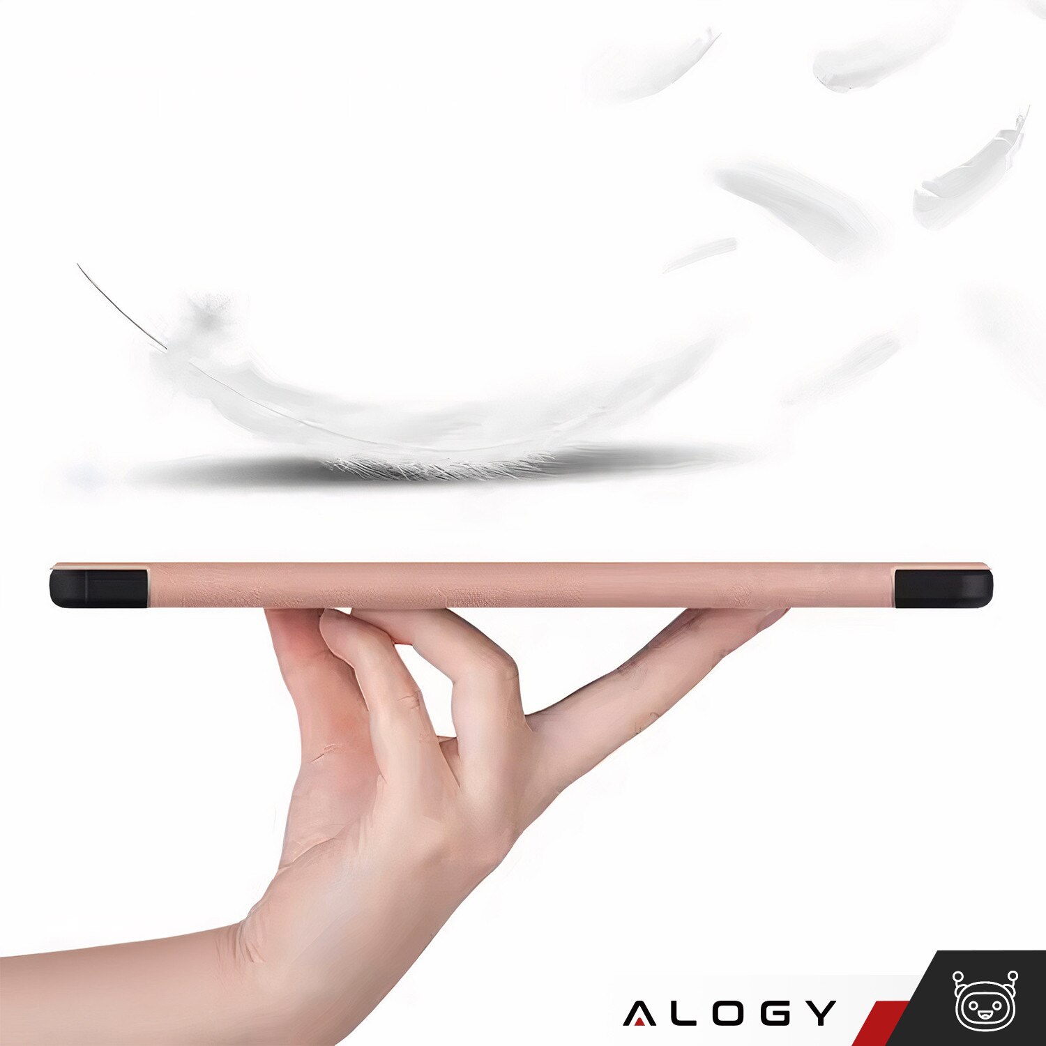 Etui Alogy Book Cover Case pentru T-Mobile T Tablet 5G 10.36", ecologic, cu functie Sleep/Wake Up, roz auriu