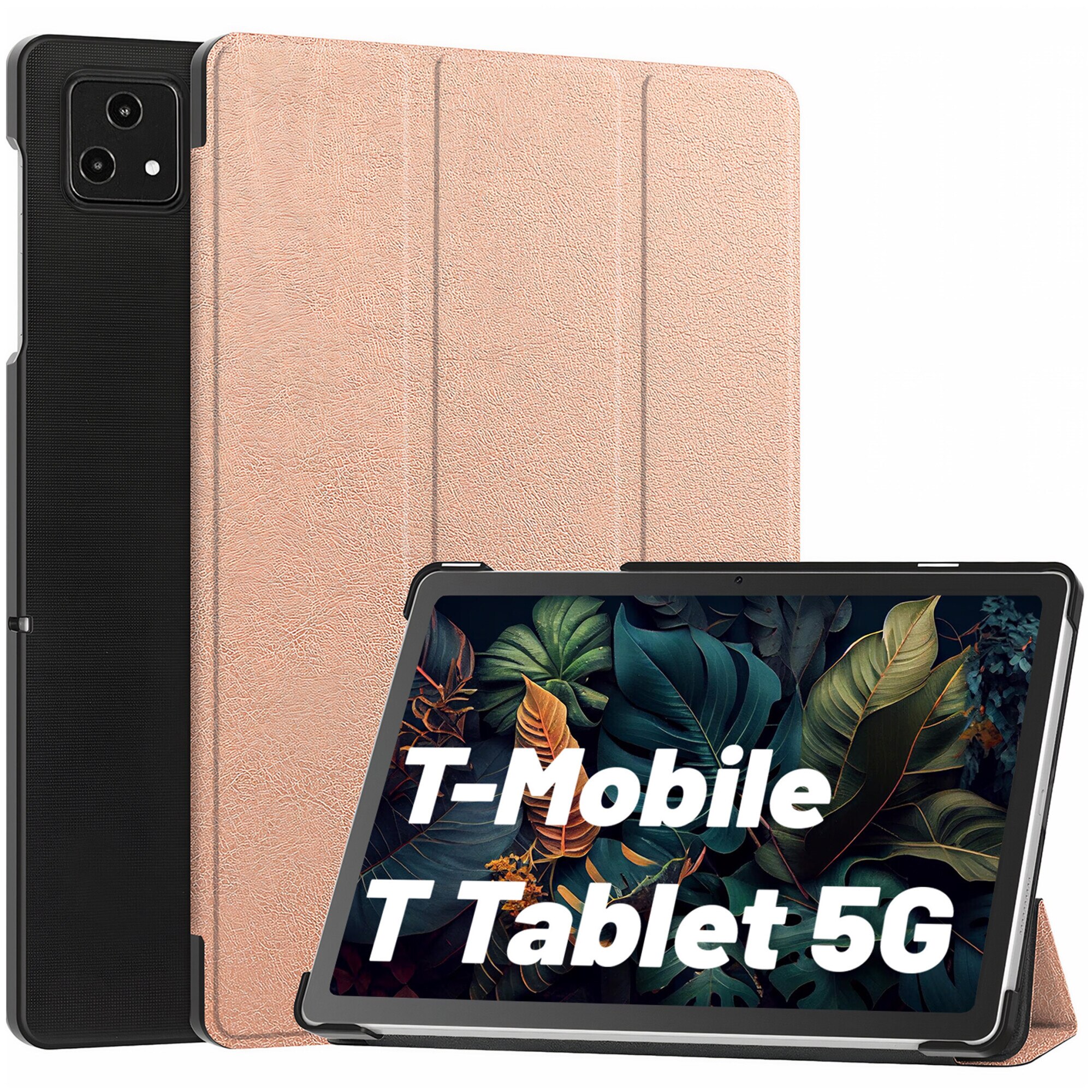 Etui Alogy Book Cover Case pentru T-Mobile T Tablet 5G 10.36", ecologic, cu functie Sleep/Wake Up, roz auriu
