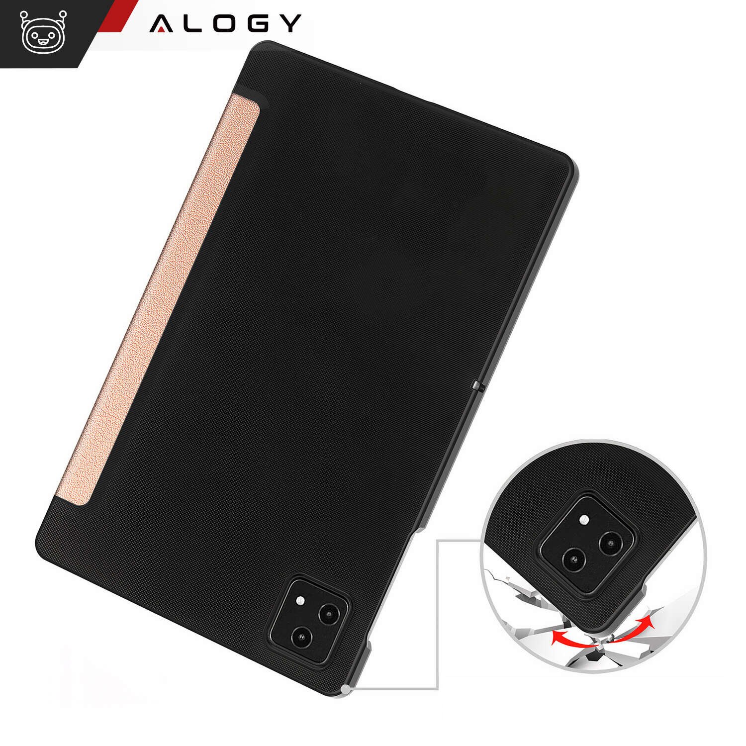 Etui Alogy Book Cover Case pentru T-Mobile T Tablet 5G 10.36", ecologic, cu functie Sleep/Wake Up, roz auriu