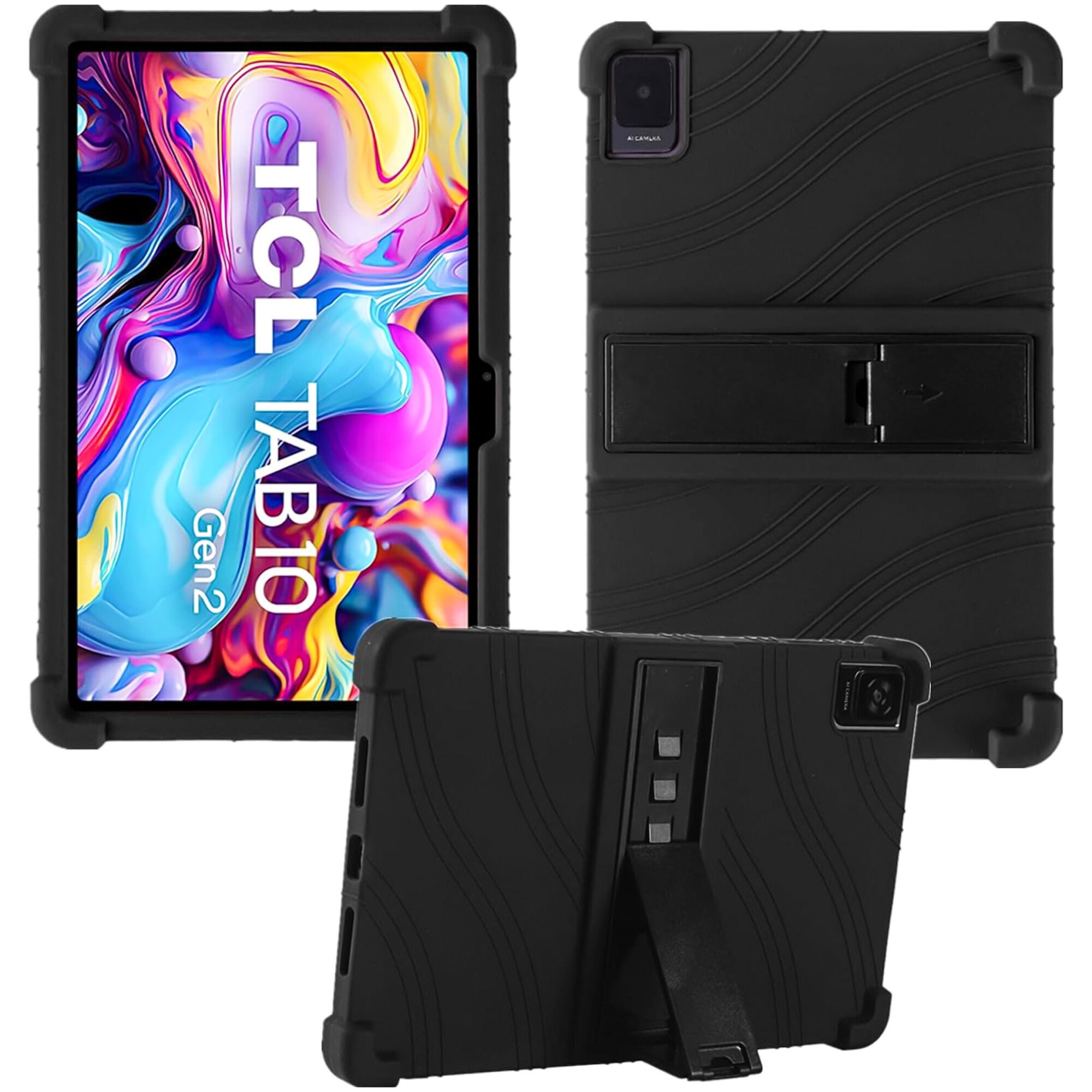 Etui Stand Case pentru TCL TAB 10 Gen2 8496G 10.36", protectie completa, suport, negru