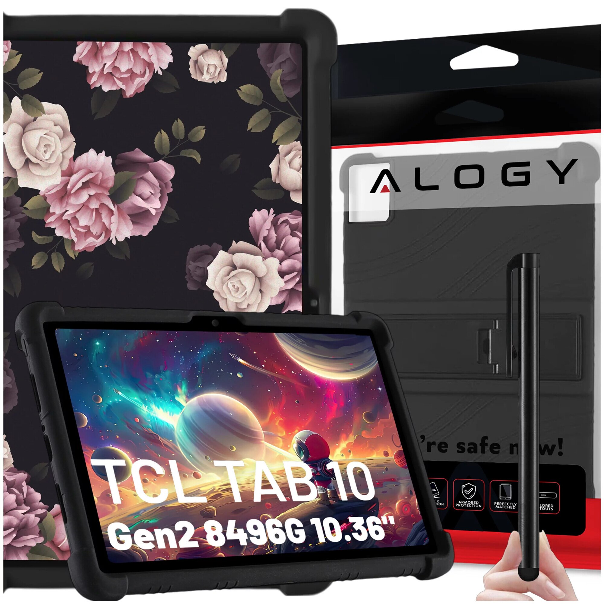 Etui Stand Case pentru TCL TAB 10 Gen2 8496G 10.36", protectie completa, suport, negru