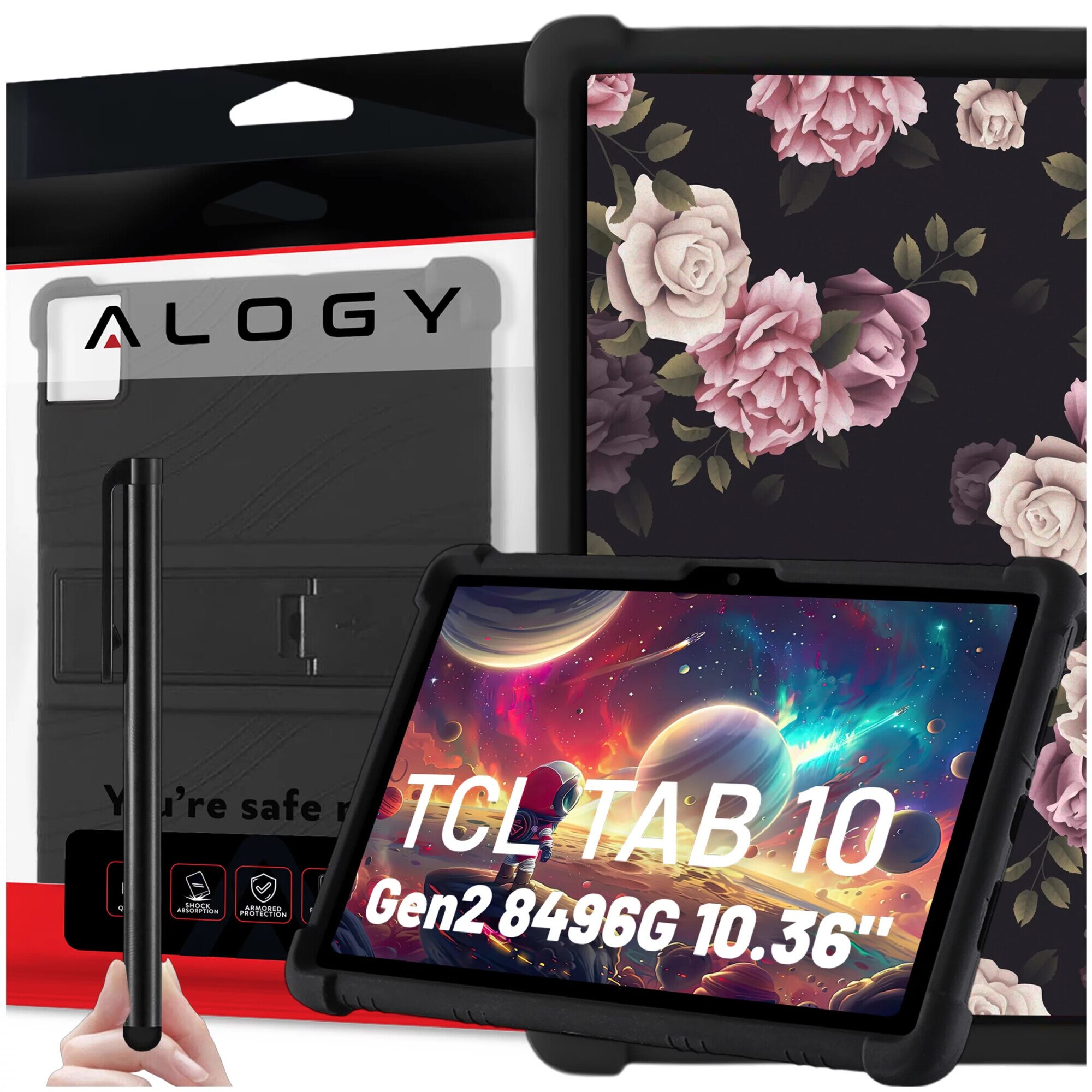 Etui Stand Case pentru TCL TAB 10 Gen2 8496G 10.36", protectie completa, suport, negru