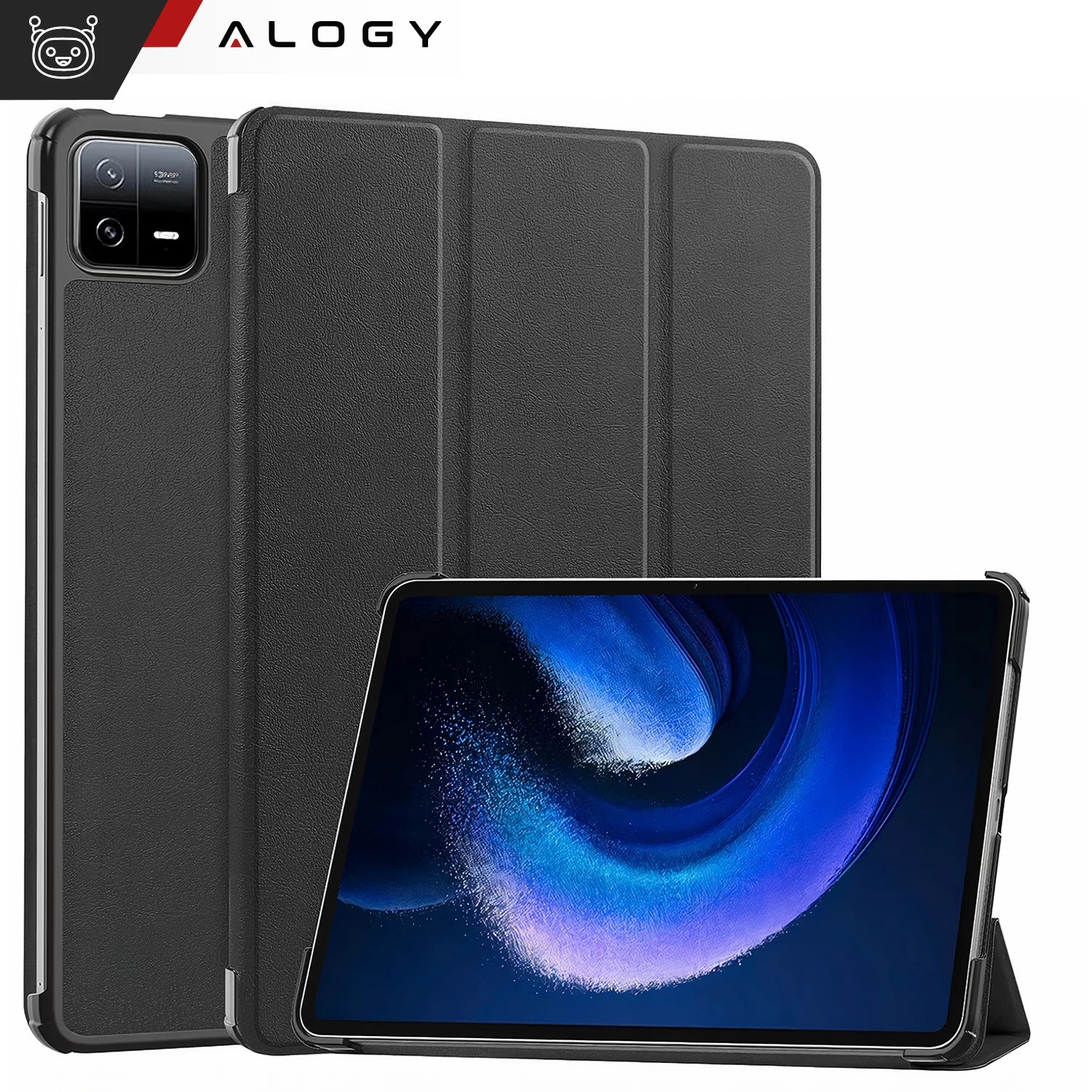 Etui Alogy Book Cover Case pentru Xiaomi Mi Pad 6 / 6 Pro 11" 2023, negru, functie Sleep/Wake Up, suport integrat