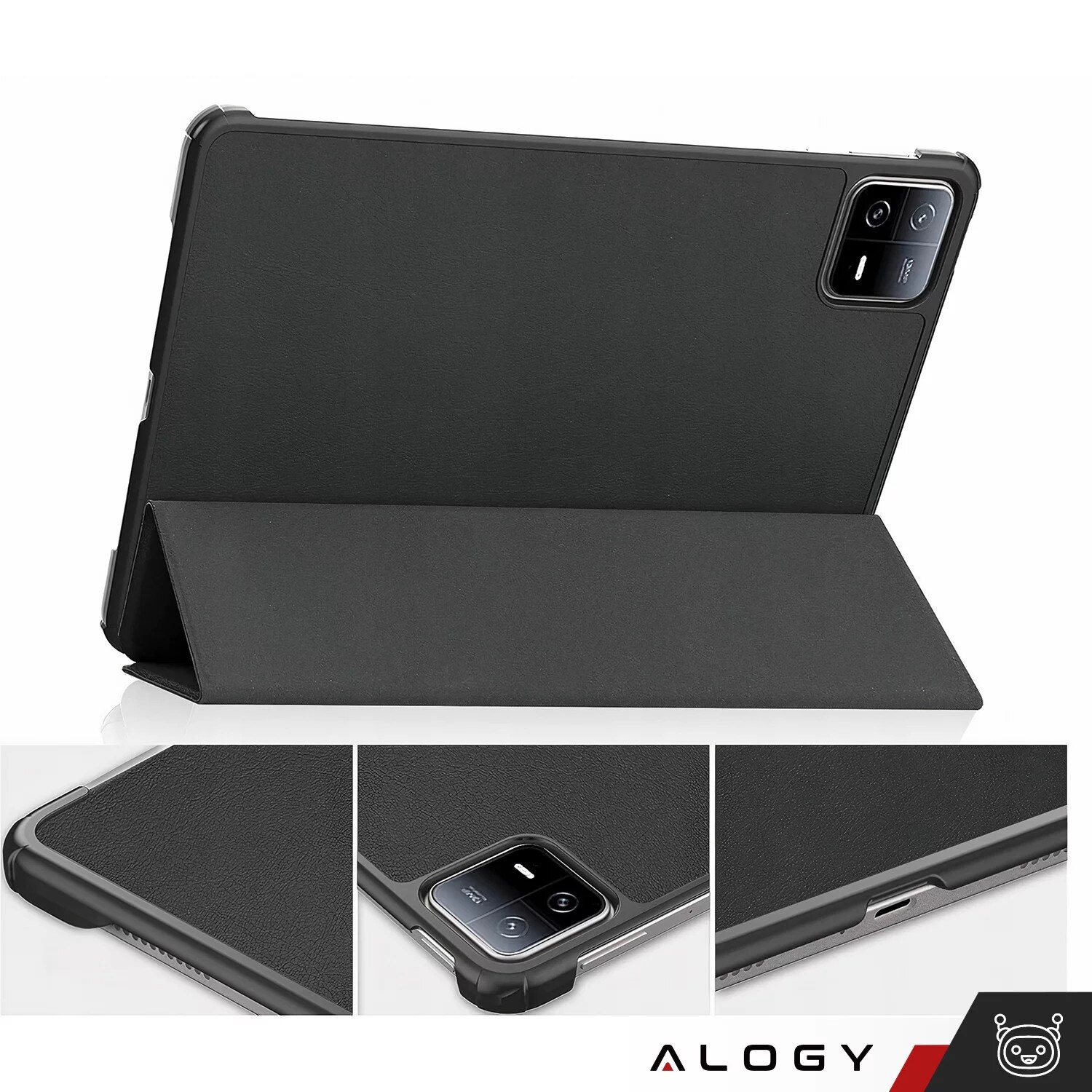 Etui Alogy Book Cover Case pentru Xiaomi Mi Pad 6 / 6 Pro 11" 2023, negru, functie Sleep/Wake Up, suport integrat