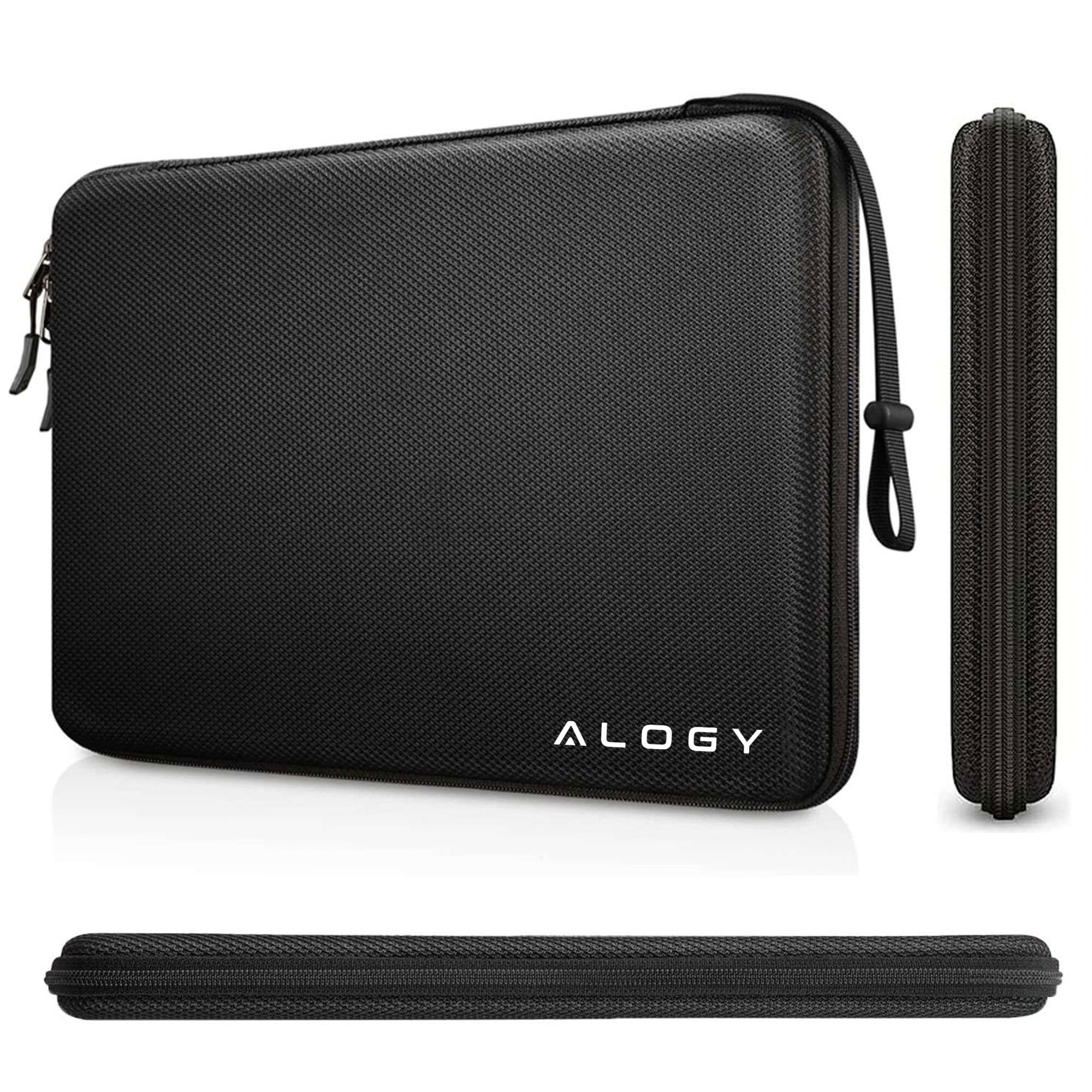 Husa laptop Alogy , 13-14", neagra, material impermeabil, 34,54x24,38x3,56cm, set cu curea de mana