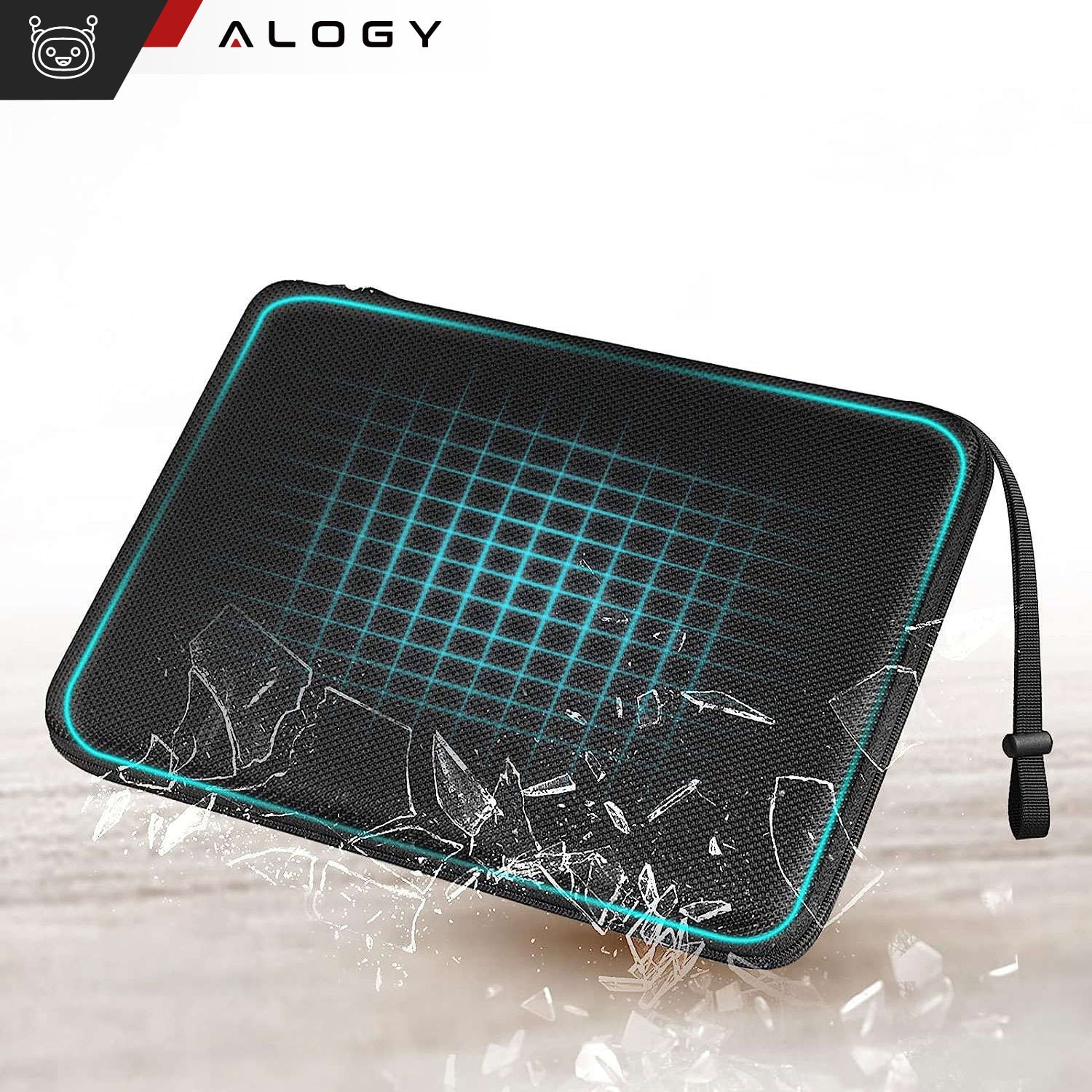 Husa laptop Alogy , 13-14", neagra, material impermeabil, 34,54x24,38x3,56cm, set cu curea de mana