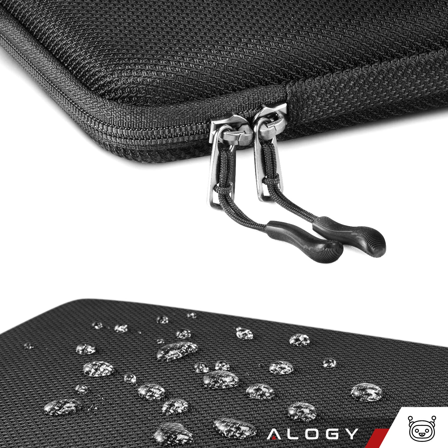 Husa laptop Alogy , 13-14", neagra, material impermeabil, 34,54x24,38x3,56cm, set cu curea de mana