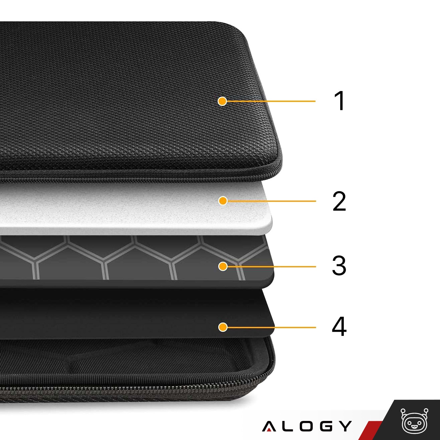 Husa laptop Alogy , 13-14", neagra, material impermeabil, 34,54x24,38x3,56cm, set cu curea de mana