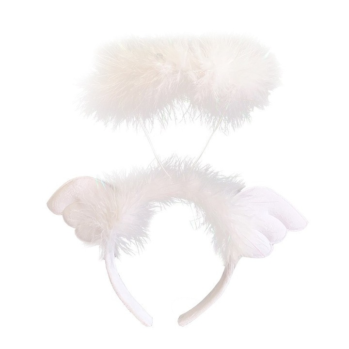 Coronita de Ingeras pentru Copii, Leski, Bentita cu Aura, Marime Universala, Alb