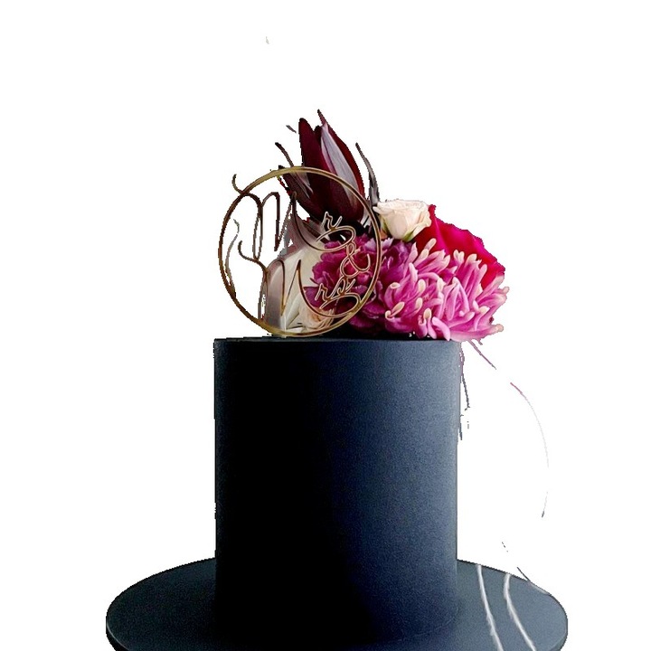 Топер за торта, Flippy, модел 2 Mr&Mrs, пластмаса, злато