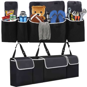 Organizator Auto pentru Portbagaj – Geanta cu 4 Compartimente Prindere cu Velcro si Curele Negru
