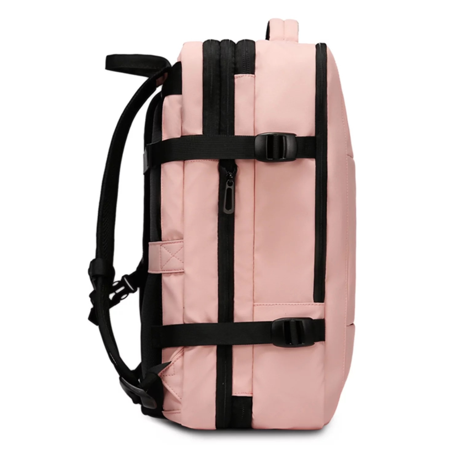 Rucsac calatorie Bange, roz, extensibil, cu port USB, pentru laptop 17.3", 52x34x13cm