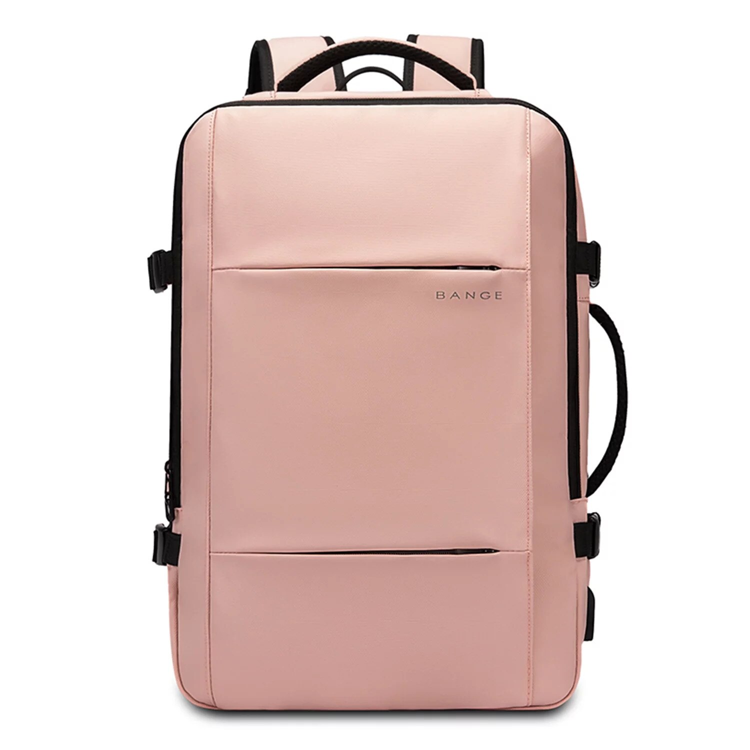 Rucsac calatorie Bange, roz, extensibil, cu port USB, pentru laptop 17.3", 52x34x13cm