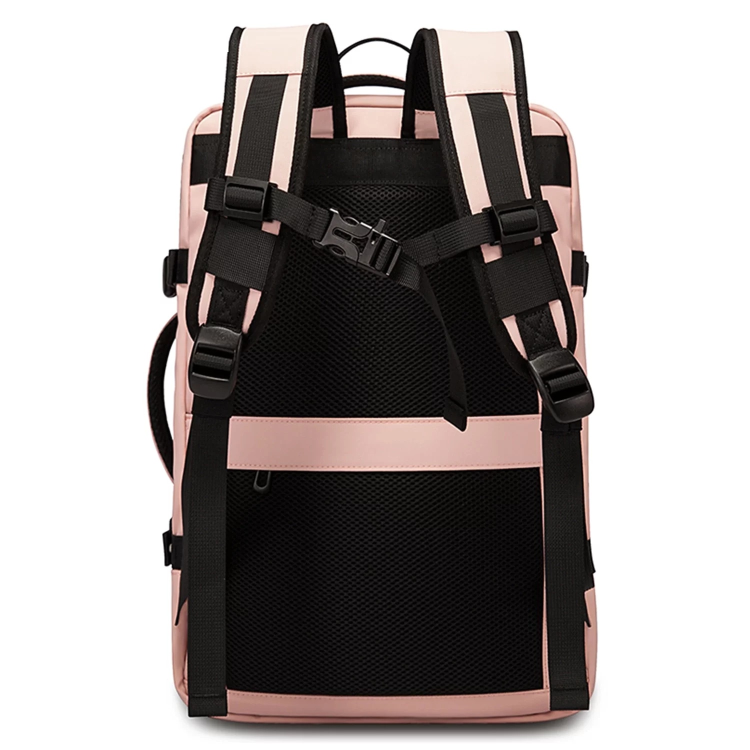 Rucsac calatorie Bange, roz, extensibil, cu port USB, pentru laptop 17.3", 52x34x13cm