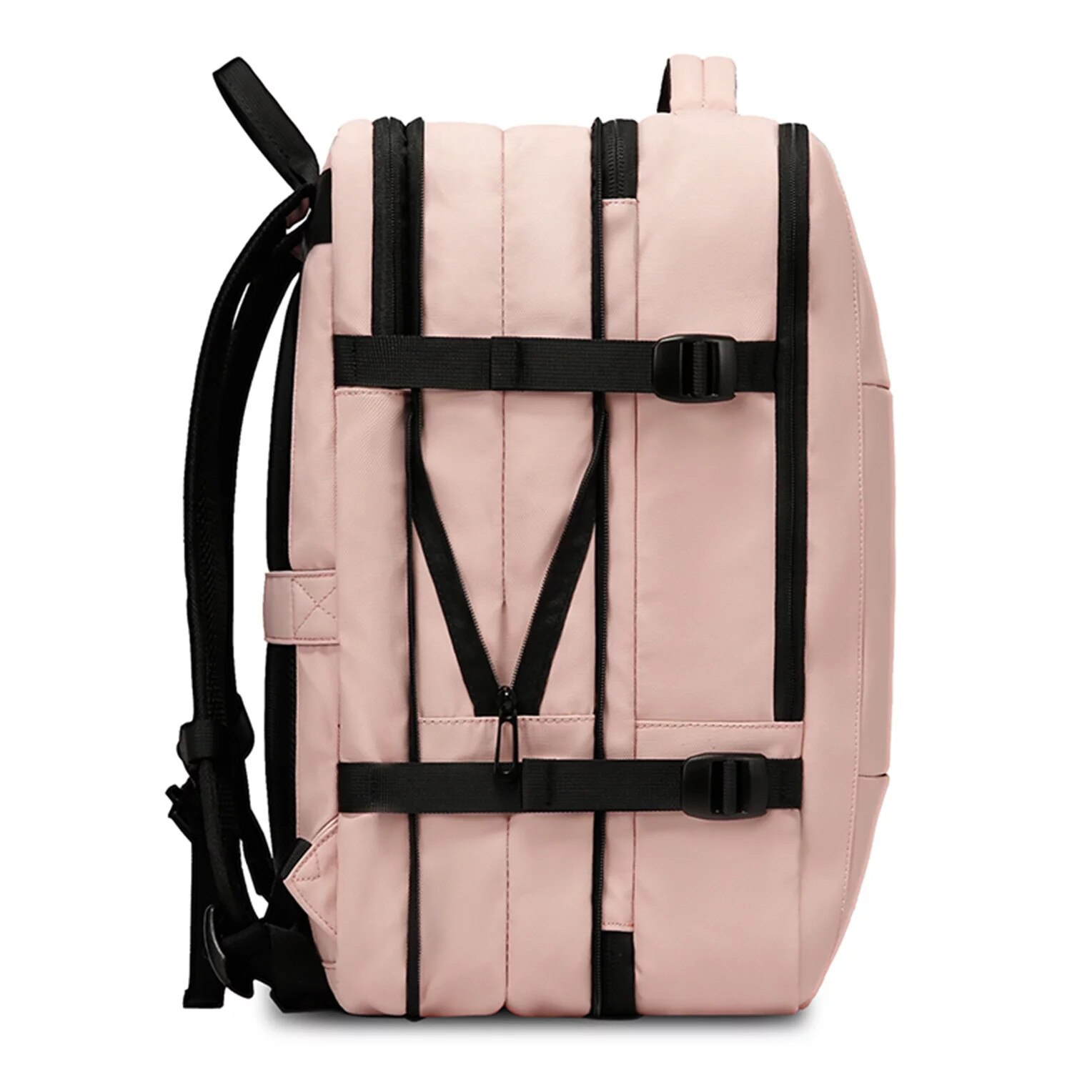 Rucsac calatorie Bange, roz, extensibil, cu port USB, pentru laptop 17.3", 52x34x13cm
