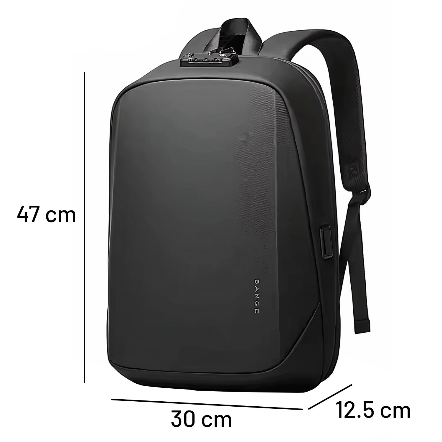 Rucsac waterproof Bange 15.6", 47x12.5x30cm, negru, capacitate 18 litri, sistem antifurt cu inchidere TSA
