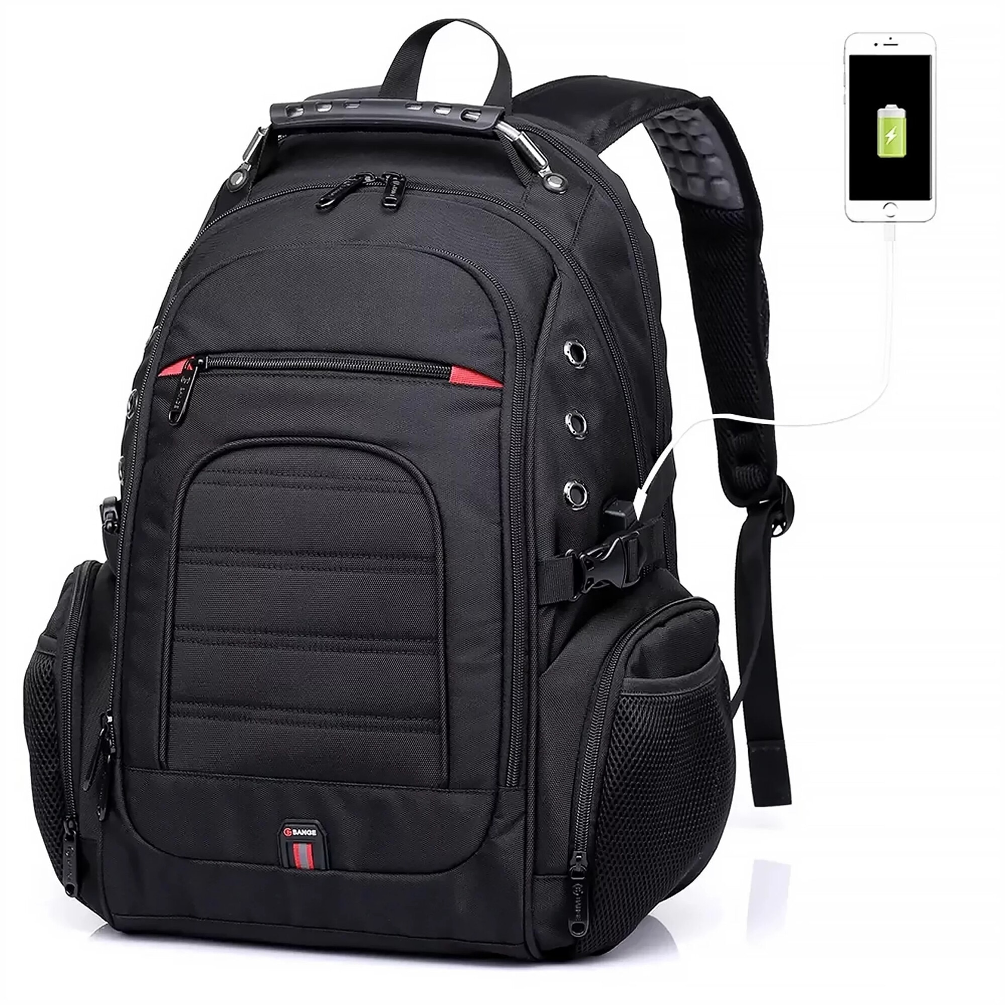 Rucsac waterproof Bange, pentru laptop 15", 48x35x23 cm, 35 litri, negru, cu sistem de incarcare USB