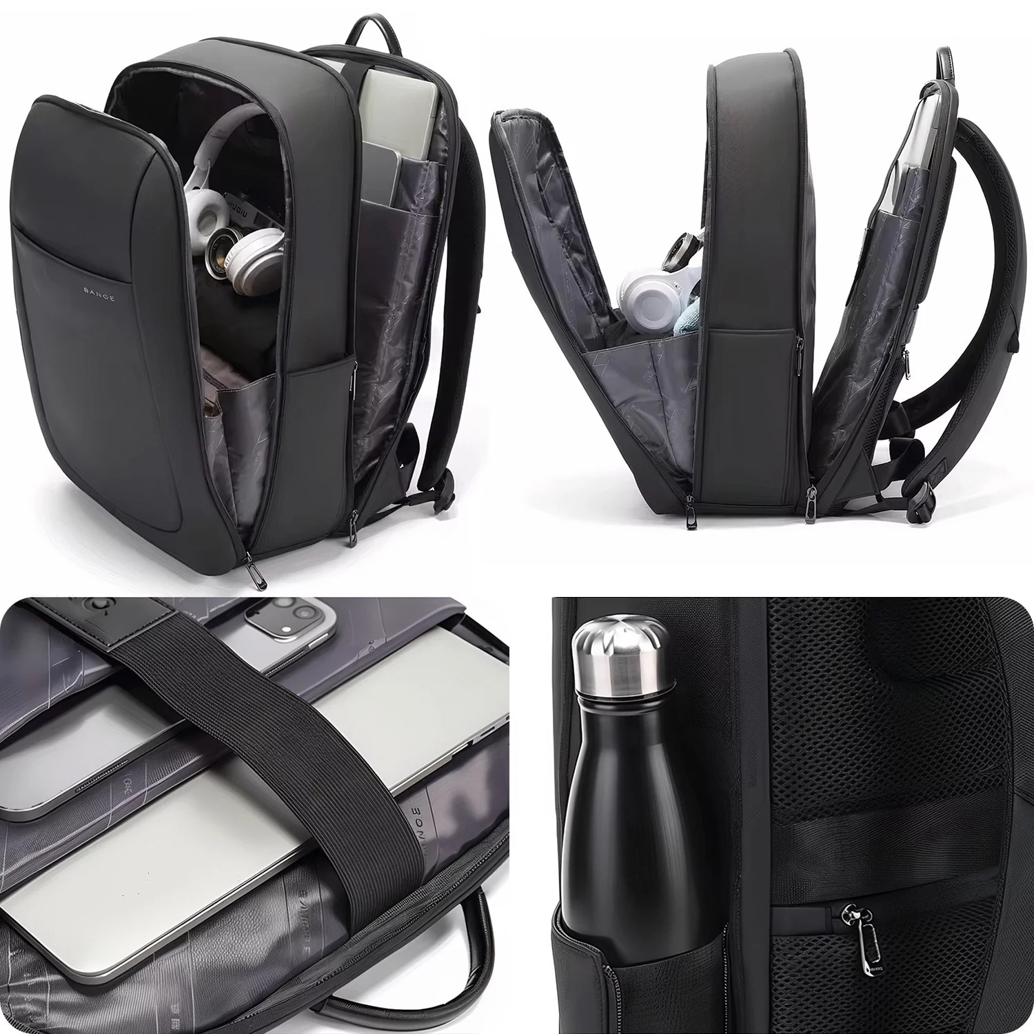 Rucsac waterproof Bange, pentru laptop 15.6", 46x30x16 cm, 30 litri, negru