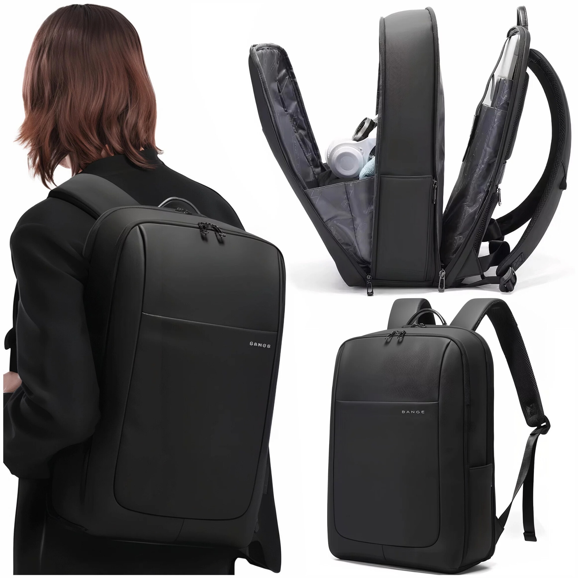 Rucsac waterproof Bange, pentru laptop 15.6", 46x30x16 cm, 30 litri, negru