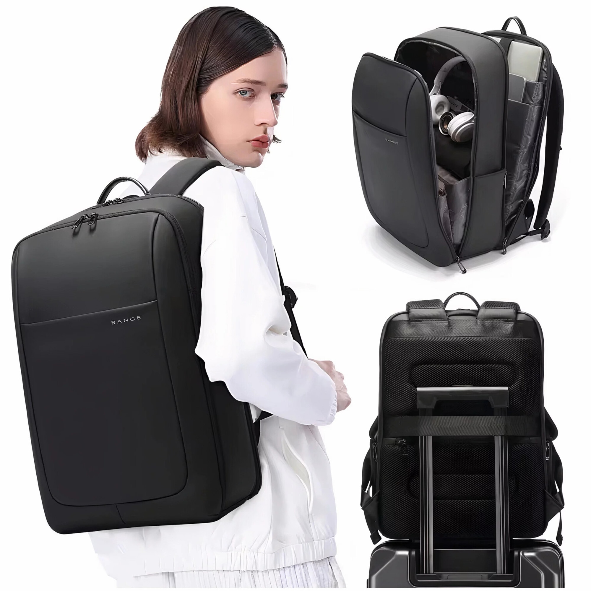 Rucsac waterproof Bange, pentru laptop 15.6", 46x30x16 cm, 30 litri, negru