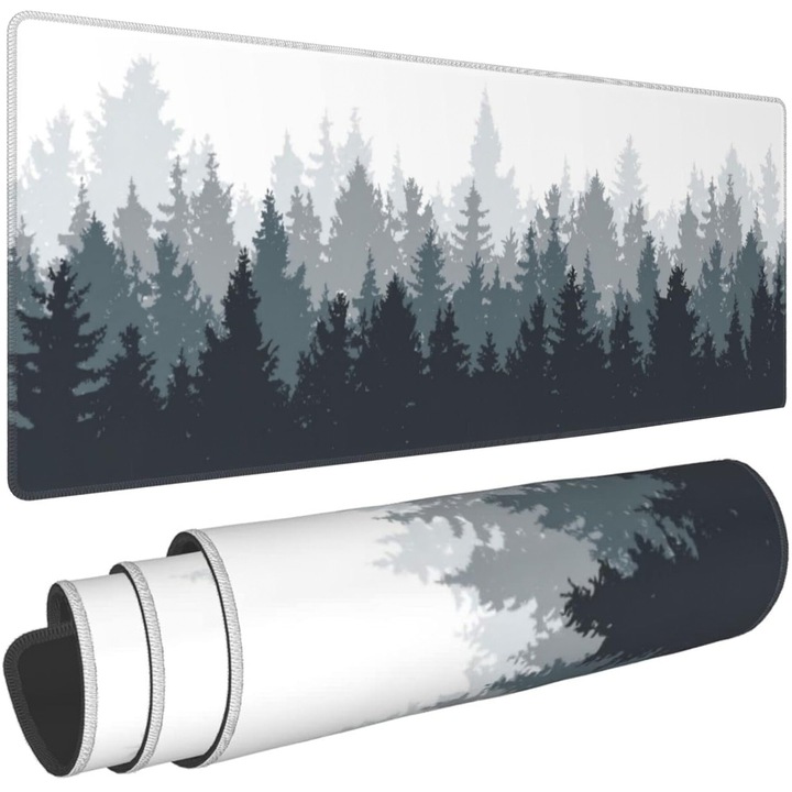 Mata de birou antiderapanta Alogy, model Forest, neopren, 80x40x0.3cm, set