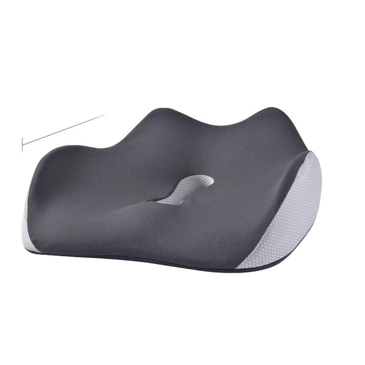 Perna ortopedica pentru scaun Alogy, design ergonomic, negru-gri, 13x45x36cm
