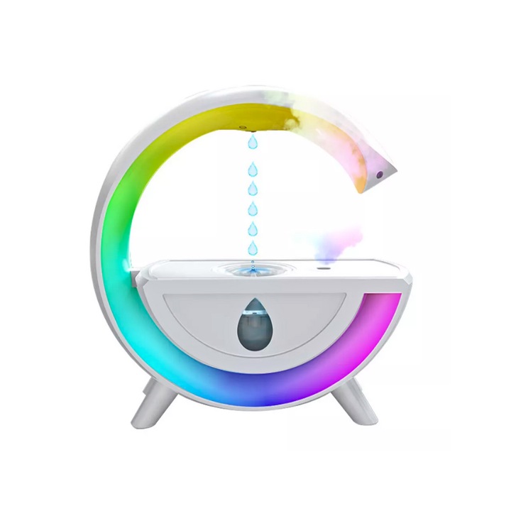 Lampa LED Berryshop® AquaDrop – Cu Umidificator, Boxa si Alimentare USB, 24x8x26 cm