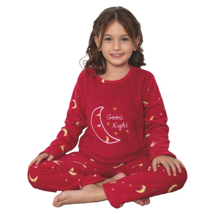 31UraMag, Pijama Pufoasa Cocolino Fete, Moale si Calduroasa, Rosu mat