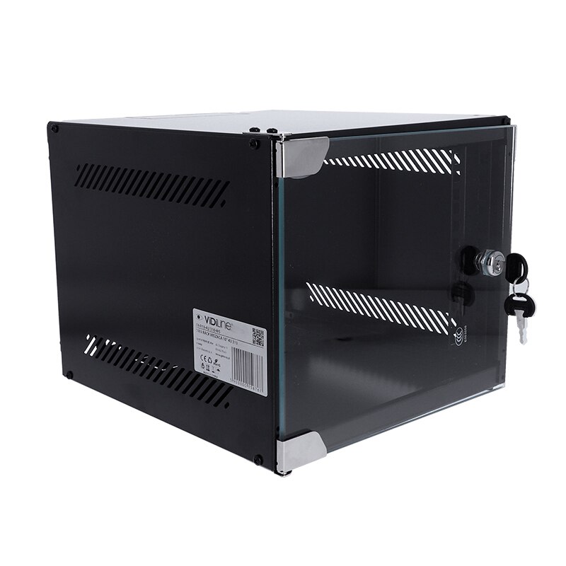 Cabinet metalic Genway 4U, 240x280x310mm, negru, cu usi din sticla