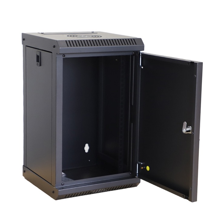 Cabinet metalic, RACK 10", 9U, negru, 310mm, cu usi metalice si ventilare