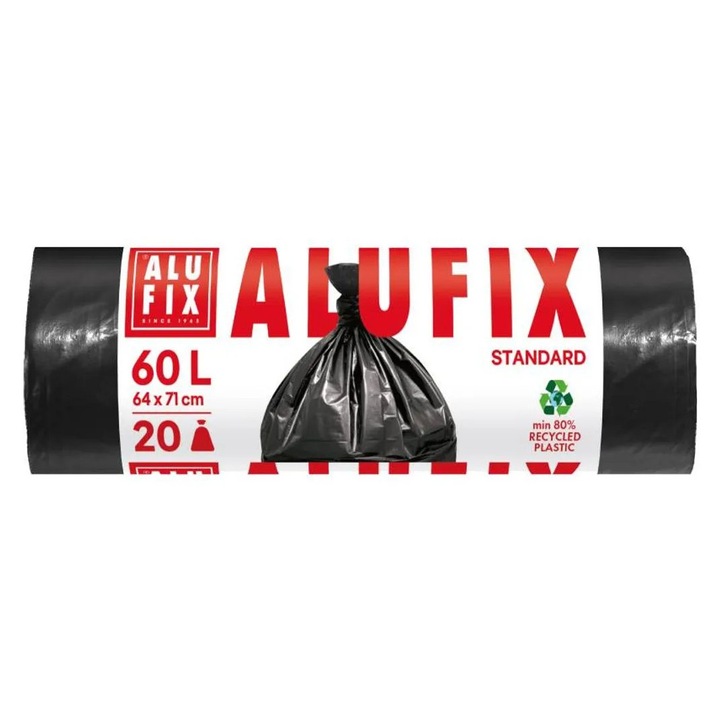 ALUFIX Saci menaj 60L/20buc, HDPE 64x71cm, negri